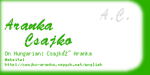 aranka csajko business card